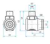 Mosmatic Rotary Union - WDEI - 90º Stainless Steel - 3/8"NPTF - 3/8"NPTM - 43.482