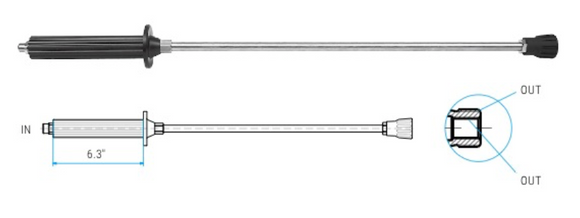 Mosmatic wand with filter siev LASe hard plastic handle 30in IN 1/4